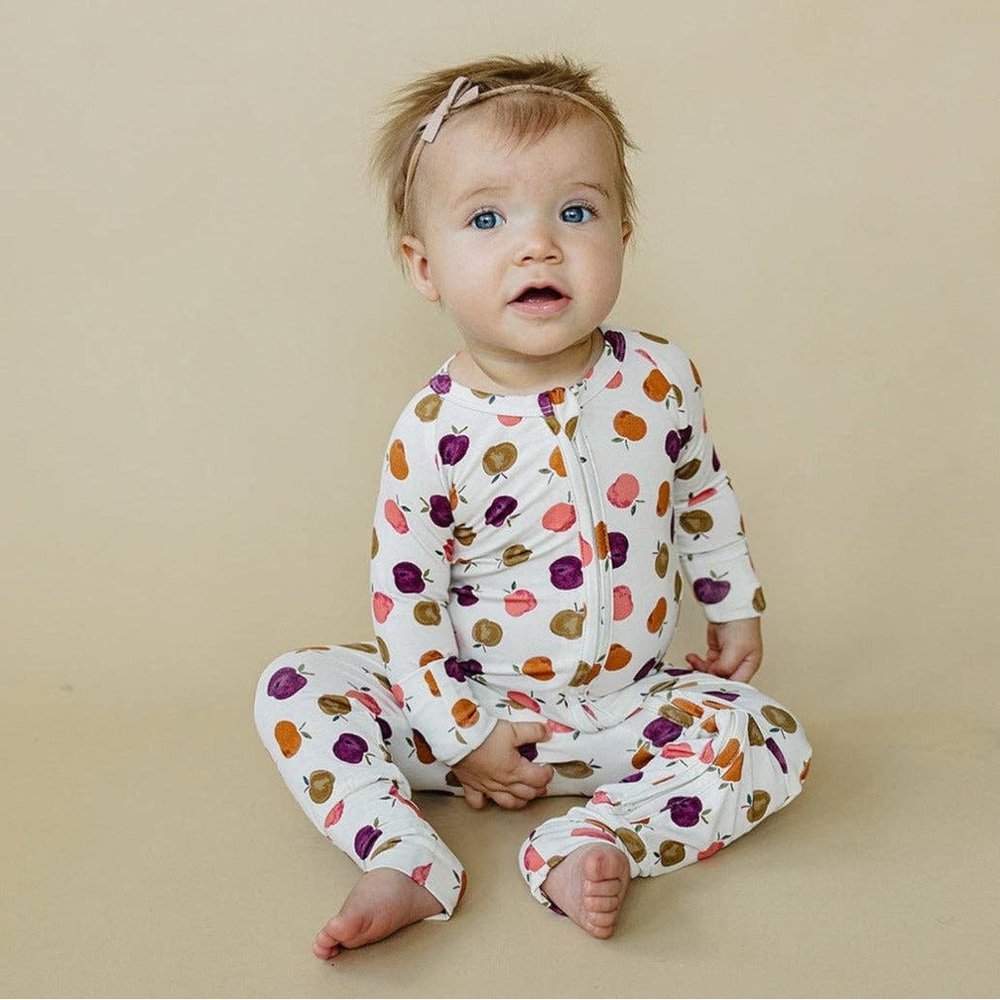 Little Joy Co Apple Bamboo Convertible Zip Romper 0-3 months